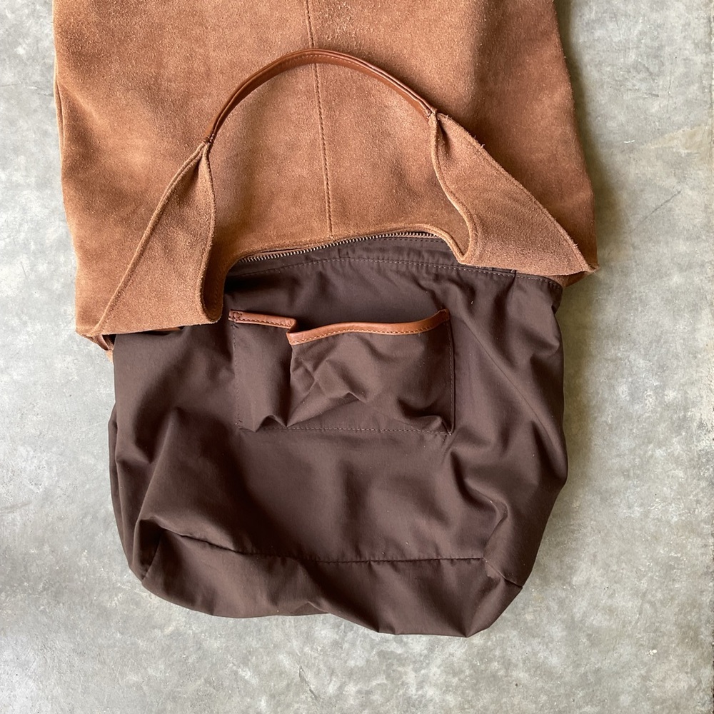 Brown Leather Suede Genicci Hobo Bag with Vintage Aesthetic - Picture 8 of 9